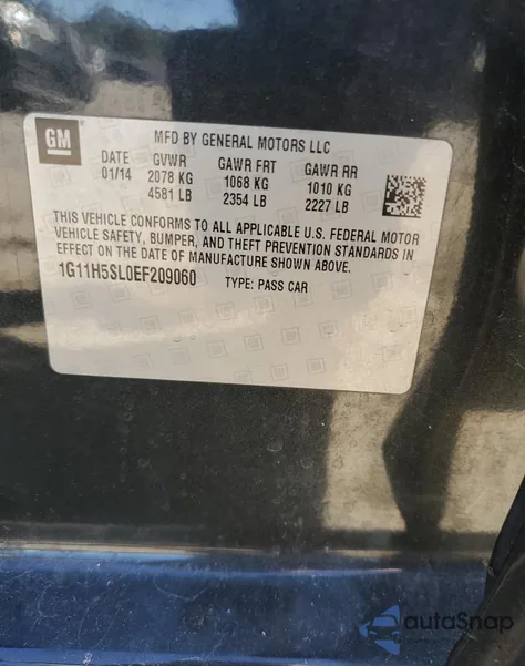 2014 Chevrolet Malibu Ltz z USA, uszkodzony, nr VIN 1G11H5SL0EF209060